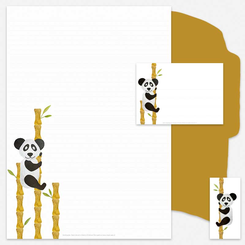 media ongezond Apt Printable Postpapier Panda met Bamboe | Nouk-san